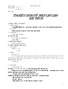 Giáo án môn Ngữ văn 7 (Chuẩn kiến thức kỹ năng) - Tiết 104: Tìm hiểu chung về phép lập luận giải thích