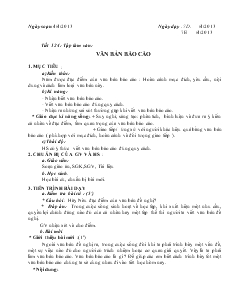 Giáo án môn Ngữ văn 7 (Chuẩn kiến thức kỹ năng) - Tiết 124: Tập làm văn: Văn bản báo cáo