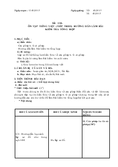 Giáo án môn Ngữ văn 7 (Chuẩn kiến thức kỹ năng) - Tiết 130: Ôn tập tiếng Việt (tiếp theo) hướng dẫn làm bài kiểm tra tổng hợp