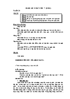 Giáo án môn Ngữ văn 7 (Chuẩn kiến thức kỹ năng) - Tuần 21