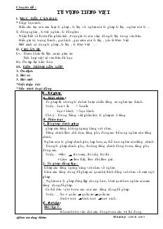 Giáo án môn Ngữ văn 7 - Chuyên đề Từ vùng Tiếng Việt