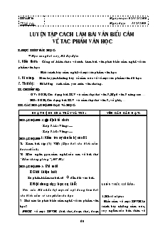 Giáo án môn Ngữ văn 7 - Học kỳ I - Tuần 16 - Tiết 16: Luyện tập cách làm bài văn biểu cảm về tác phẩm văn học