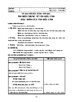 Giáo án môn Ngữ văn 7 - Học kỳ I - Tuần 9 - Tiết 9: Tìm hiểu chung về văn biểu cảm - Đặc điểm của văn biểu cảm