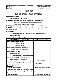 Giáo án môn Ngữ văn 7 - Học kỳ II - Tuần 23 - Tiết 22: Luyện tập rút gọn câu – Câu đặc biệt