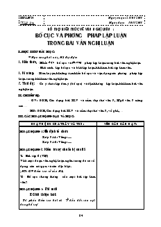 Giáo án môn Ngữ văn 7 - Học kỳ II - Tuần 24 - Tiết 23: Bố cục và phương pháp lập luận trong bài văn nghị luận