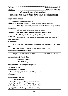 Giáo án môn Ngữ văn 7 - Học kỳ II - Tuần 25 - Tiết 24: Bổ trợ kiến thức về văn nghị luận: Cách làm bài văn lập luận chứng minh