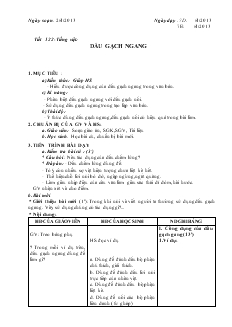 Giáo án môn Ngữ văn 7 - Tiết 122 Tiếng Việt: dấu gạch ngang