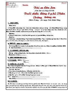 Giáo án môn Ngữ văn 7 - Tiết 21: Bài ca Côn Sơn (Côn Sơn ca) - Nguyễn Trãi, Buổi chiều đứng ở phủ Thiên Trường trông ra (Thiên Trường vãn vọng) - Trần Nhân Tông