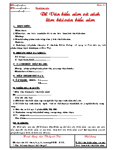 Giáo án môn Ngữ văn 7 - Tiết 24: Tập làm văn - Đề Văn biểu cảm và cách làm bài văn biểu cảm