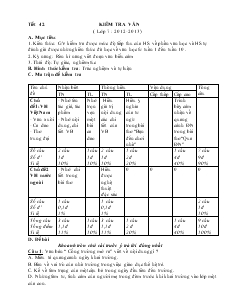 Giáo án môn Ngữ văn 7 - Tiết 42: Kiểm tra văn (năm 2012 - 2013)