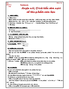 Giáo án môn Ngữ văn 7 - Tiết: 56: Tập làm văn - Luyện nói, Phát biểu cảm nghĩ về tác phẩm văn học