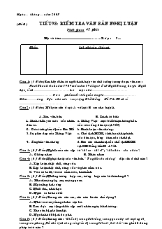 Giáo án môn Ngữ văn 7 - Tiết 98: Kiểm tra văn bản nghị luận năm 2007