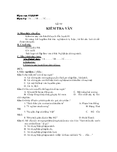 Giáo án môn Ngữ văn 7 - Tiết 98: Kiểm tra văn năm 2009