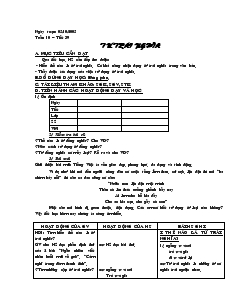 Giáo án môn Ngữ văn 7 - Tuần 10 – Tiết 39: Từ trái nghĩa