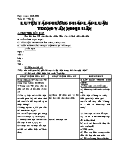 Giáo án môn Ngữ văn 7 - Tuần 21 – Tiết 84: Luyện tập phương pháp lập luận trong văn nghị luận