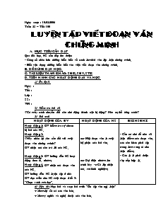 Giáo án môn Ngữ văn 7 - Tuần 25 – Tiết 100: Luyện tập viết đoạn văn chứng minh