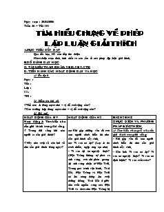 Giáo án môn Ngữ văn 7 - Tuần 26 – Tiết 104: Tìm hiểu chung về phép lập luận giải thích