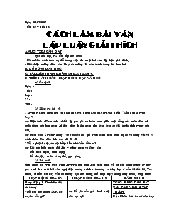 Giáo án môn Ngữ văn 7 - Tuần 27 – Tiết 107: Cách làm bài văn lập luận giải thích