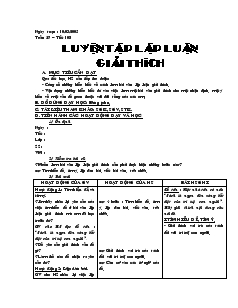 Giáo án môn Ngữ văn 7 - Tuần 27 – Tiết 108: Luyện tập lập luận giải thích