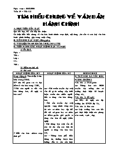 Giáo án môn Ngữ văn 7 - Tuần 29 – Tiết 155: Tìm hiểu chung về văn bản hành chính