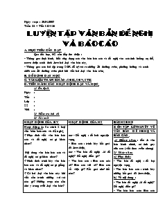 Giáo án môn Ngữ văn 7 - Tuần 32- Tiết 125, 126: Luyện tập văn bản đề nghị và