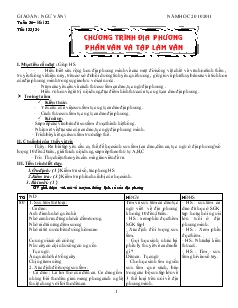 Giáo án môn Ngữ văn 7 - Tuần 36 - Tiết 133, 134: Chương trình địa phương phần văn và tập làm văn