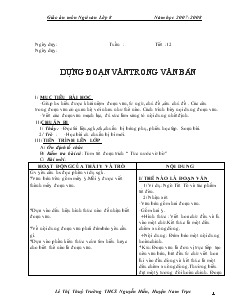 Giáo án môn Ngữ văn Lớp 8 Năm học 2007- 2008