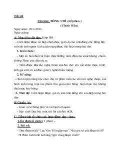 Giáo án Ngữ văn 10 Tiết 44 Đồng chí (tiếp theo )