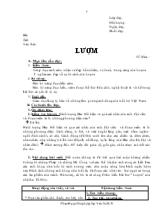 Giáo án Ngữ văn 7 - Bài: Lượm - Tố hữu