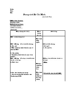 Giáo án Ngữ văn 7 - Phong cách Hồ Chí Minh