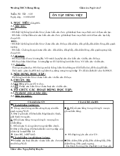 Giáo án: Ngữ văn 7 - Tiết 124: Ôn tập Tiếng Việt - Trường THCS Bưng Bàng