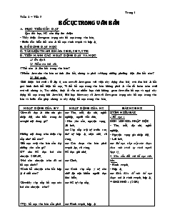 Giáo án Ngữ văn 7 - Tuần 2 – Tiết 7: Bố cục trong văn bản