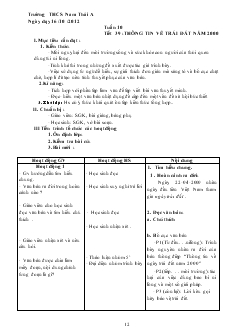 Giáo án Ngữ văn 8 năm học 2012- 2013 Tuần 10 Tiết 39 Thông tin về trái đất năm 2000