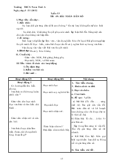 Giáo án Ngữ văn 8 năm học 2012- 2013 Tuần 13 Tiết 49 Bài toán dân số