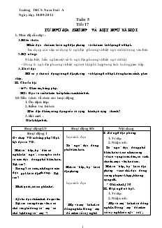 Giáo án Ngữ văn 8 năm học 2012- 2013 Tuần 5 Tiết 17 Từ ngữ địa phương và biệt ngữ xã hội