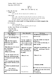 Giáo án Ngữ văn 8 năm học 2012- 2013 Tuần 5 Tiết 18 Tóm tắt văn bản tự sự