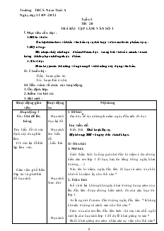 Giáo án Ngữ văn 8 năm học 2012- 2013 Tuần 5 Tiết 20 Trả bài tập làm văn số 1