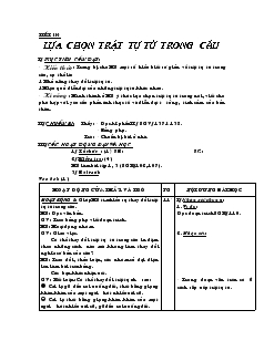 Giáo án Ngữ văn 8 Tiết 114 Lựa chọn trật tự từ trong câu