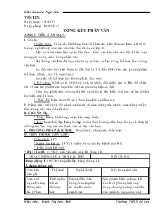 Giáo án Ngữ văn 8 Tiết 123 Tổng kết phần văn