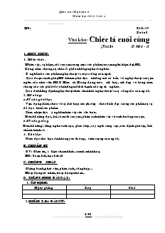 Giáo án Ngữ văn 8 Tiết 29 Tuần 8 Chiếc lá cuối cùng