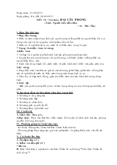 Giáo án Ngữ văn 8 Tiết 34 Hai cây phong (trích người thầy đầu tiên)