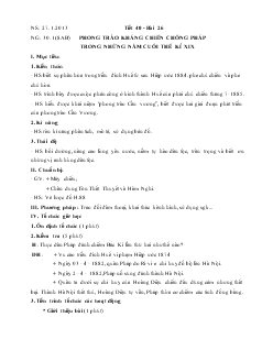 Giáo án Ngữ văn 8 Tiết 40 Bài 26 Phong trào kháng chiến chống pháp trong những năm cuối thế kỉ XIX