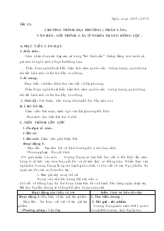 Giáo án Ngữ văn 8 Tiết 52 Chương trình địa phương ( phần văn) văn bản: lời thỉnh cầu ở nghĩa trang đồng lộc