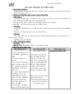 Giáo án Ngữ văn 8 Tuần 10 Tiết 38 Ôn tập truyện ký Việt Nam