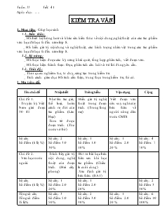 Giáo án Ngữ văn 8 Tuần 11 Tiết 41 Kiểm tra văn