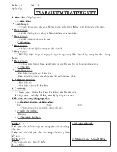 Giáo án Ngữ văn 8 Tuần 19 Tiết 71 Trả bài kiểm tra tiếng việt