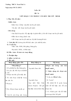 Giáo án Ngữ văn 8 Tuần 20 Tiết 76 Viết đoạn văn trong văn bản thuyết minh