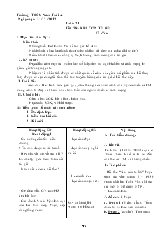 Giáo án Ngữ văn 8 Tuần 21 Tiết 78 Khi con tu hú