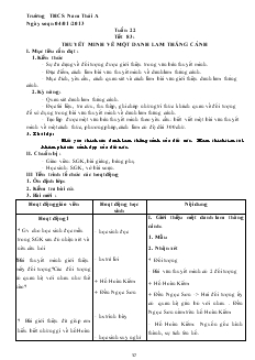 Giáo án Ngữ văn 8 Tuần 22 Tiết 83 Thuyết minh về một danh lam thắng cảnh