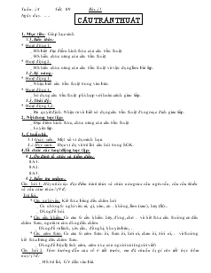 Giáo án Ngữ văn 8 Tuần 24 Tiết 89 Bài 21 câu trần thuật